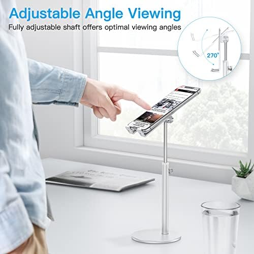 OMOTON CA04 Aluminum Tablet Phone Stand, Adjustable Desk Stand Silver - Image 2