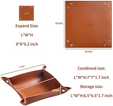 Leather Jewelry Valet Tray for Women and Man (4PCs Brown-B) - Image 2