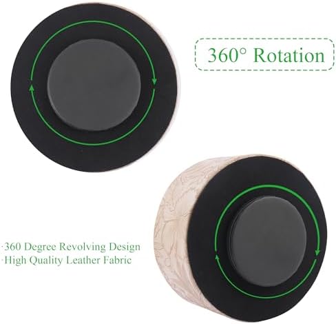 Remote Control Holder, 360°Spinning PU Leather Desk TV Remote Caddy,Desk Storage Box Room Accessories for Controller, Media,Mail,Calculator, Mobile Phone,Pencil(1-Carved Light Brown) - Image 4