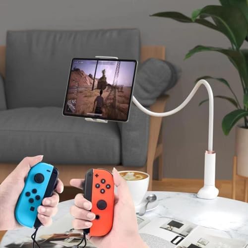 Niumowa Gooseneck Phone Holder for Bed, 98cm Flexible Long Arm Stand, White - Image 5