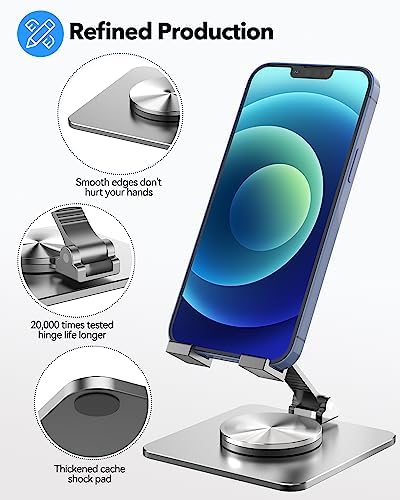 Adjustable Phone & Tablet Stand, Fits 4–9.7in Devices, Grey - Image 3