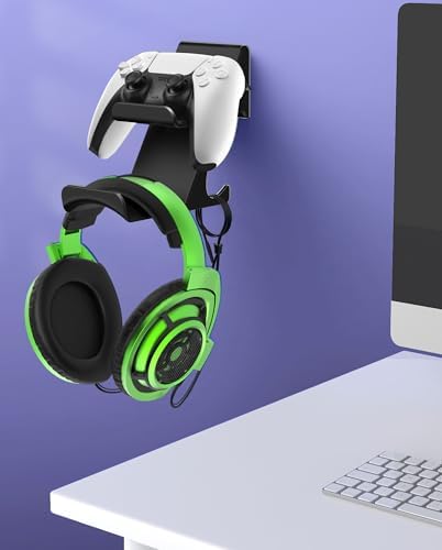 6amLifestyle [Latest Version] Controller and Headphone Holder Stand with Cord Holders for PS5 PS4 Xbox One Switch Pro Gamepad Controller Wall Mount Strong Adhesive/Screws, Shark 11 Pro - Image 5