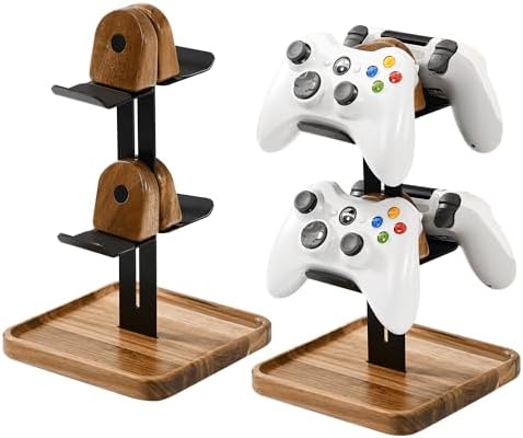 Game Controller Wood Stand, 4-in-1 Black by SpaceManagement