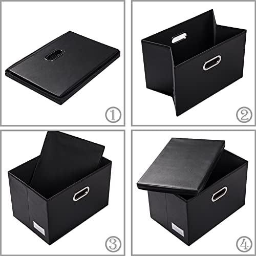 Leather Foldable Storage Bins with Lids,Closet Storage Boxes 40L - Image 6