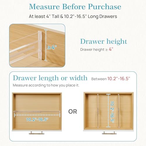 Vtopmart 14 Pack Drawer Dividers for Clothes, 4" High 10.2"-16.5" Adjustable Expandable Dresser Drawer Organizer, Clear Plastic Separators for Dresser, Baby Clothing, Underwear, Cosmetic, Toiletries - Image 3