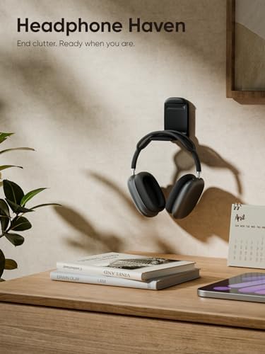 MAMUVIMO Headphone Stand, Headset Stand Foldable ＆ Sticky, Headphone Holder Hook Mount with Non-Slip Silicone, Adhesive Earphone Desk Hanger Clip Space-Saving for Airpods Max, All Earphones- Black - Image 3