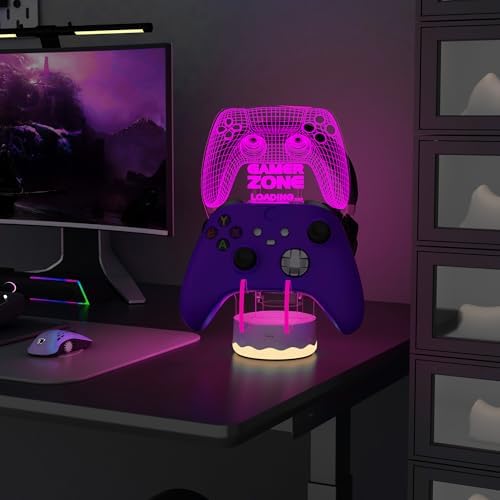 CoolGift Mart Light up Headset and Controller Stand, 16 Colors 3D LED Lights Gamepad Headphone Holder with Remote Control, Game Controller Hanger for All Universal Gaming PC Accessories - Image 6