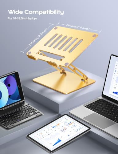 Aluminum Laptop Stand, Adjustable Laptop Stand for Desk Portable -Gold - Image 6
