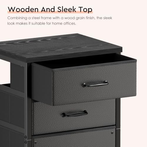 Maihail 3 Drawer File Cabinet on Wheels Fits A4 Size for Home Office - Image 6
