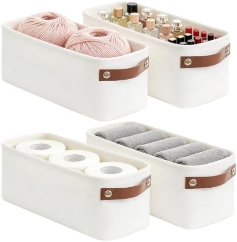 Small Fabric Storage Baskets, 4 Pack Narrow Storage Bins, 15x6x5in by Bagnizer