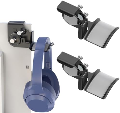2-Pack Clamp-On Headset Holder, Adjustable Desk Headphone Hanger by SIROLISA