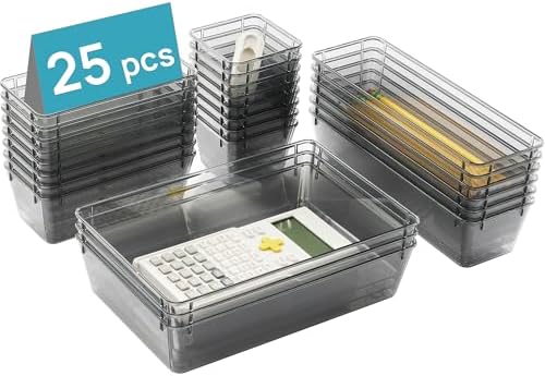 Vtopmart 25 Pack Plastic Drawer Organizers with Non-slip Rubber Pads by Vtopmart