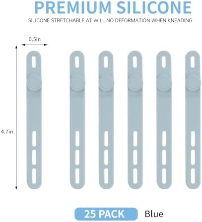 25 Pcs Silicone Cable Ties, Cable Ties Reusable, High Elasticity Cord Wraps for Electrical Cords, Cord Organizer for Earphone, Phone Charger(Blue) - Image 2