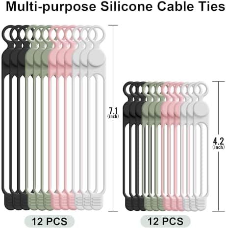 24Pcs Silicone Cable Ties, Cord Organizer Cable Management-2Sizes - Image 6