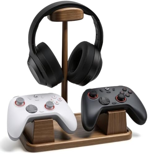 2 in 1 Headphone Stand with Dual Gaming Controller Holder & Storage Base by Oxmidud