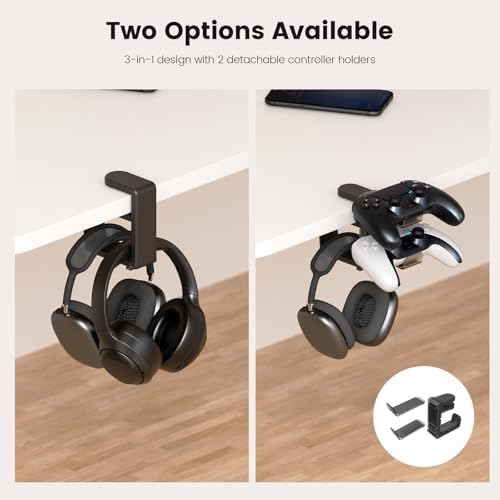 EURPMASK 3-in-1 Rotating Headphone Stand w/2 Detachable Controller Holders - Image 7