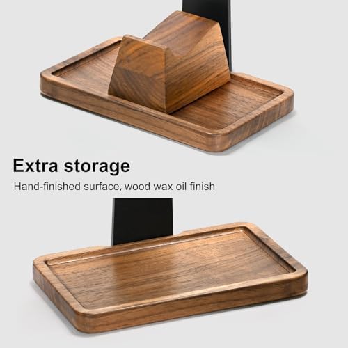 UPERGO Walnut Headphone Stand with Controller Holder & Storage Base - Image 6