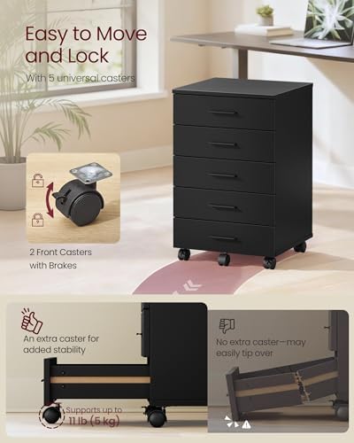 VASAGLE File Cabinet, Mobile Pedestal Filing Cabinet with Wheels - Image 6