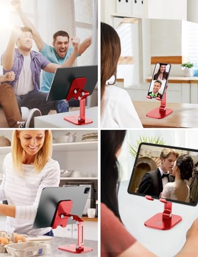 Phone Stand for Desk, Foldable Cell Phone Stand Holder, Red - Image 6
