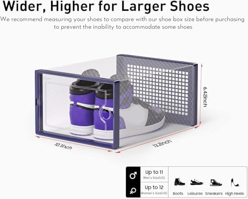 Kuject X-Large Shoe Storage Boxes 12 Pack, Clear Stackable Shoe Organizer - Image 2