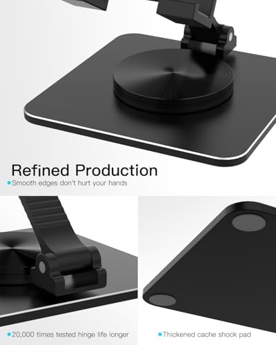 Adjustable Phone & Tablet Stand, Fits 4–9.7in Devices, Black - Image 3