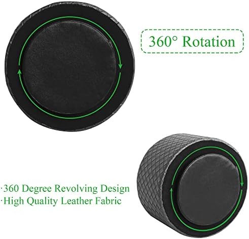 Round Leather Art Supply Organizer,Remote Control Holder,360 Degree Spinning,Multi-Functional Pencil Holder,4 Compartments Desktop Stationary Organizer(1-Weave Black) - Image 4