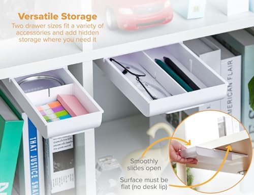 Bostitch Konnect Under Desk Drawer, Self-Adhesive Slide Out Storage Organizer with 4 Customizable Dividers, 2-Pack - Image 4