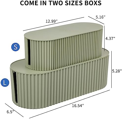 2 Pack Cable Management Box, Cord Hider Box, Green, Small+Large - Image 2