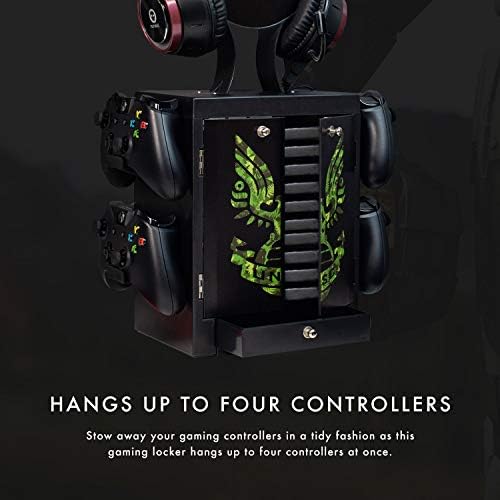 Numskull Official Halo Gaming Accessory Locker & Storage Stand – Holds 10 Games/DVDs, 4 Controllers, Headset, and Accessories – Durable & Compact Organizer – Official Halo Merchandise - Image 2