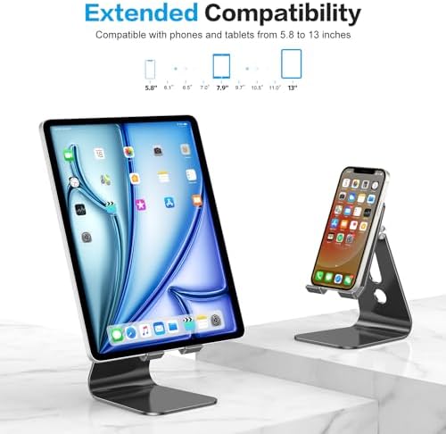 OMOTON T2 Tablet Stand for Desk, Aluminum Holder for iPad Pro/Air, Black - Image 2