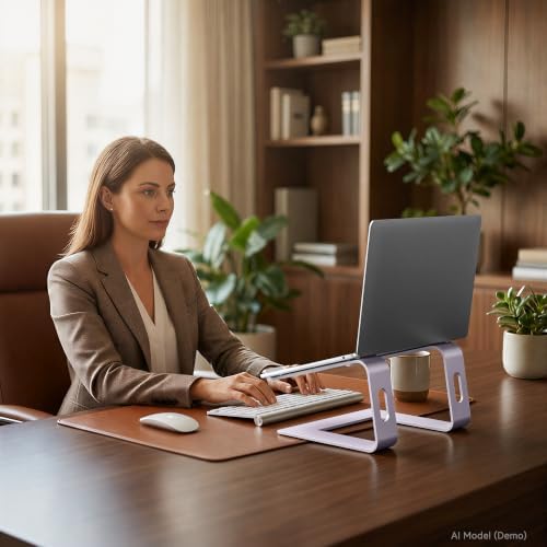 SOUNDANCE Laptop Stand, Aluminum Ergonomic Desk Riser, 10-15.6", Purple - Image 7