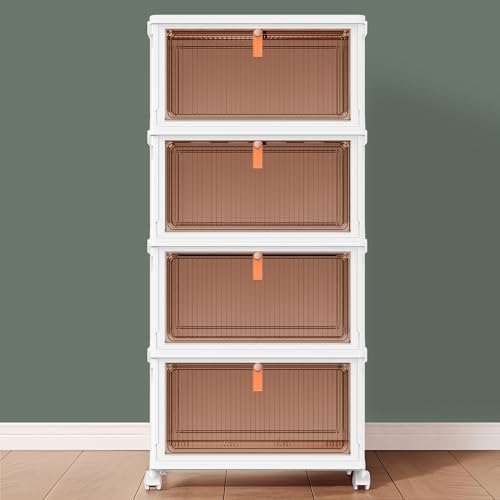 4 Tier Plastic Storage Bins with Lid 23QT, Stackable Storage Bins by YFXCVSL