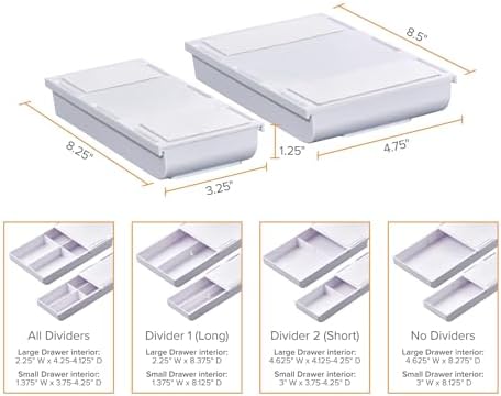 Bostitch Konnect Under Desk Drawer, Self-Adhesive Slide Out Storage Organizer with 4 Customizable Dividers, 2-Pack - Image 6