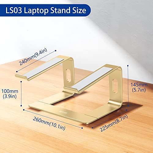 BESIGN LS03 Aluminum Laptop Stand, Ergonomic Detachable Computer Stand, Notebook Riser, Laptop Mount Compatible with Air, Pro, Dell, HP, Lenovo More 10-15.6" Laptops, Gold - Image 4