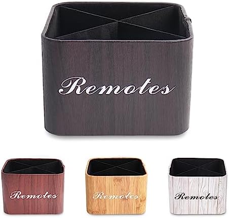 Square Leather Art Supply Organizer,Remote Control Holder with Removable Dividers,360°Rotatable Pencil Holders,4 Compartments Organizer for Office Supplies Storage Box(1-Dark Brown) - Image 2