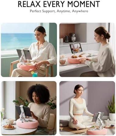 Miledi Tablet Pillow Stand for Bed with 360° Rotating Holder, Pink - Image 4