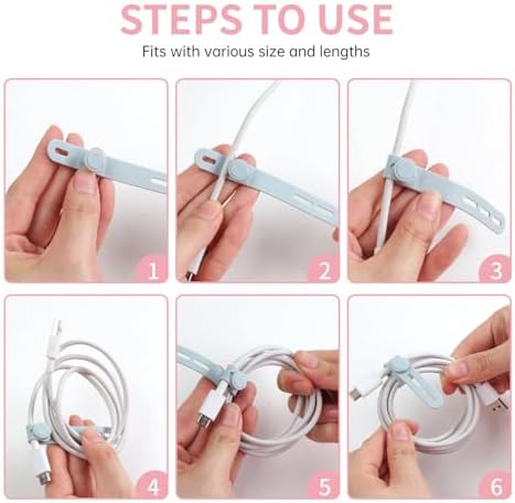25 Pcs Silicone Cable Ties, Cable Ties Reusable, High Elasticity Cord Wraps for Electrical Cords, Cord Organizer for Earphone, Phone Charger(Colorful) - Image 5
