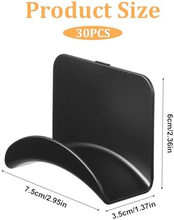 SHENLIU 30 Pcs Headphone Wall Hangers, Adhesive Headset Holder Hooks for Wall Mount General Purpose Stand Hooks for Most Headphone Controller Hat Baseball Caps Closet Door - Image 2