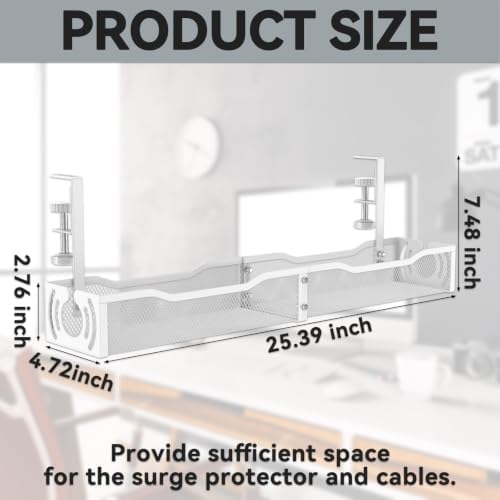 Cable Management, 25.3'' Under Desk Cable Management Tray No Drill - Image 3