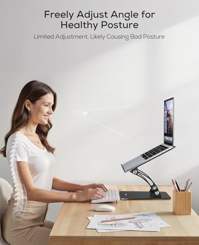 Nulaxy Fully Adjustable Laptop Stand for Desk, Dual Foldable Computer Riser - Image 2