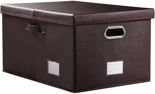 Extra Large Leather Foldable Storage Bins with Lids,Closet Storage Box 70L by Prandom