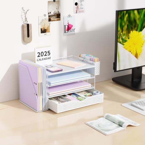 Wood Desk Organizers and Accessories with File Holder & Catalog Racks - Image 3