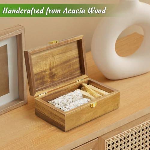 DRASTAR Small Decorative Box, Acacia Wood Box,Keepsake Box with Lid, Trinket Gift Box - Image 3