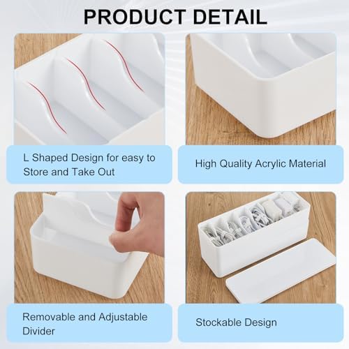 Tatuo Cord Organizer Box with Lid, White, 1 Pack - Image 3