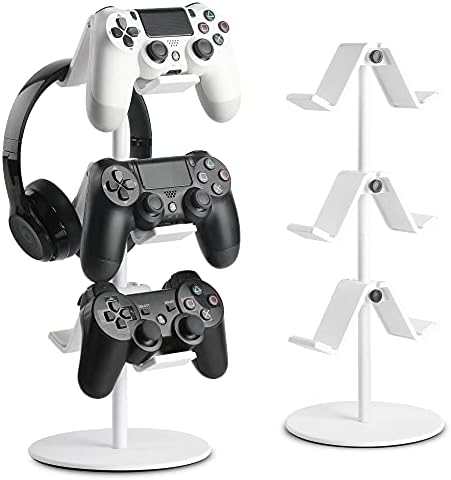 Controller Holder White, Headset Holder,Great 3 Tier Controller Headphone Organizer for All Headsets Xbox ONE 360 Switch PS4 PS5 (Elegant White) by KEERXUN-KEX