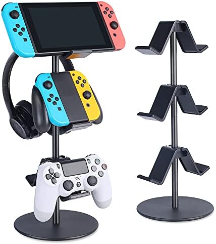 Controller Stand 3 Tier,Headphone Holder, Multi Adjustable Game Controller Headset Hanger for All Universal Gaming PC Accessories, Xbox PS4 PS5 Nintendo Switch(Smart Black) by KEERXUN-KEX