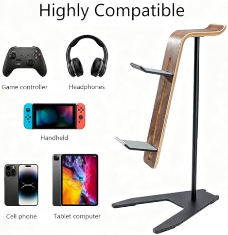 Controller Stand and Headphone Stand, Creative Wooden Controller Holder for Game Room Décor, Controller Stand for Desk, Fit Xbox, PS4, PS5 - Image 2