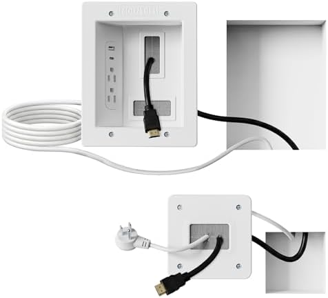 Mount-It! in-Wall TV Cable Management Kit with Recessed Power – Dual Outlet, USB-A and USB-C Ports, 9ft Cord, and Hand Saw – Easy, Safe Cable Management for Organized TV and Home Theater Setups by Mount-It