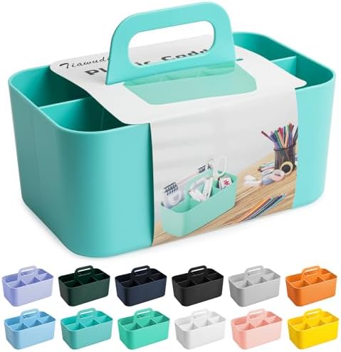 Tiawudi Multipurpose Caddy Organizer, Plastic Caddy with Handle, Stackable Desk Organizer for Stationery, Marker and Pencil, Office Supplies Organizer, Dorm Caddy by Tiawudi