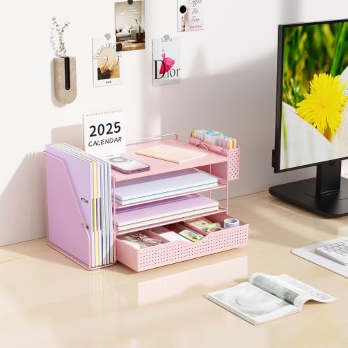 Wood Desk Organizers and Accessories with File Holder & Catalog Racks - Image 3